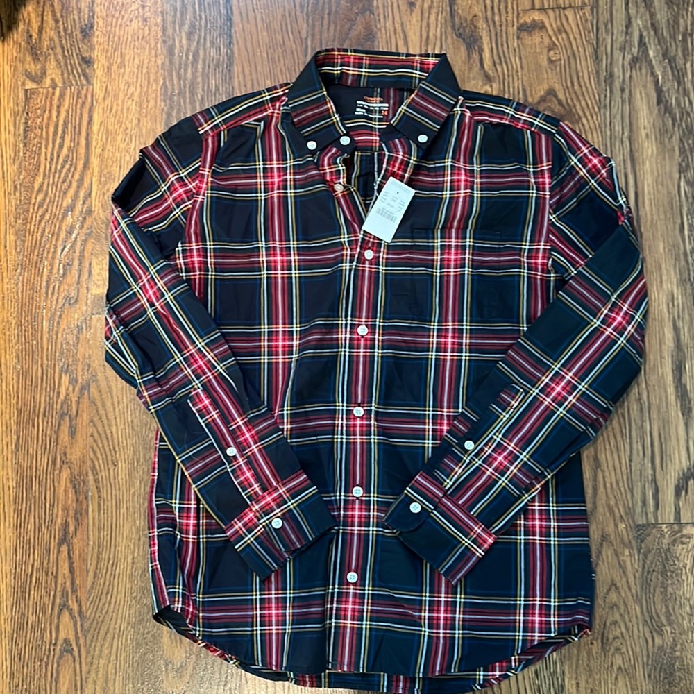 NWT Boys Black Tartan Oxford